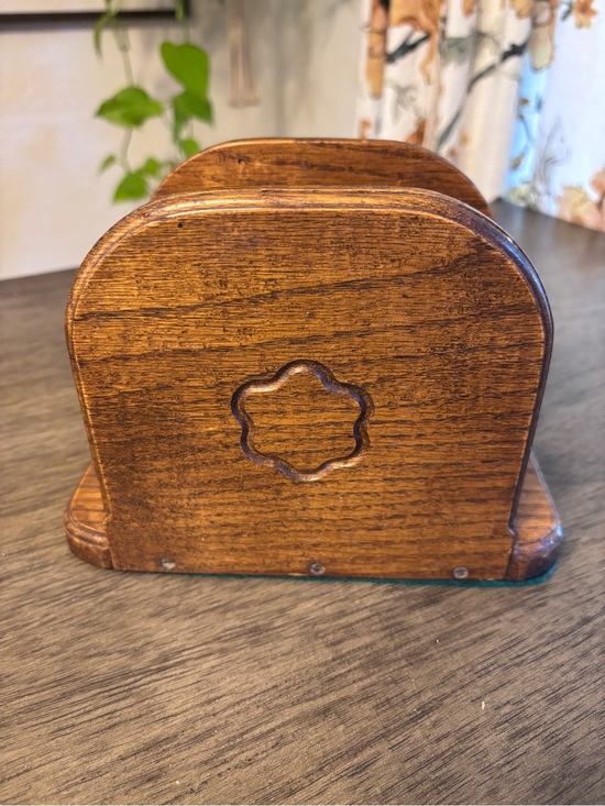 Other - Vintage Wooden Napkin Holder - Warm Brown